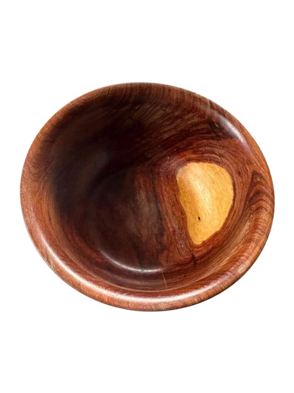 Handcrafted Wooden Bowl With Natural Grain Pattern Approx. 6